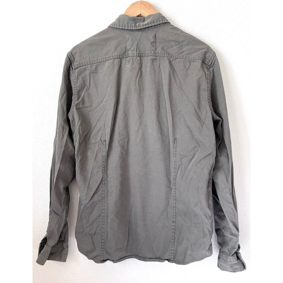 ALL-SON Brand Mens Shirt Size Large Button Long Sleeve Pockets Green Cotton - Picture 2 of 4